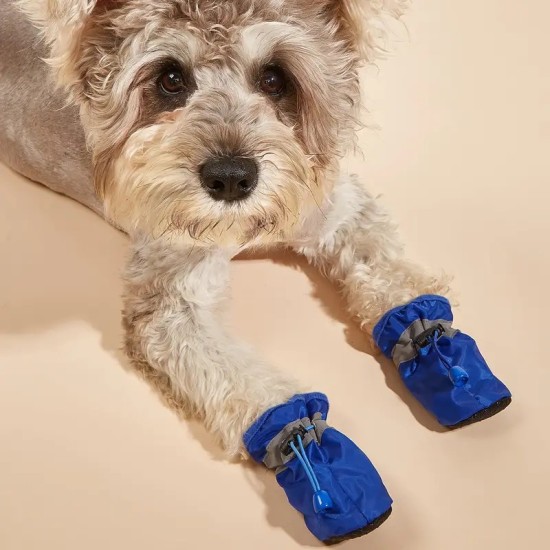 4pcs Waterproof Dog Boots For Rain, Anti-Silp Dogs Shoes And Paw Protector For Dogs With Straps