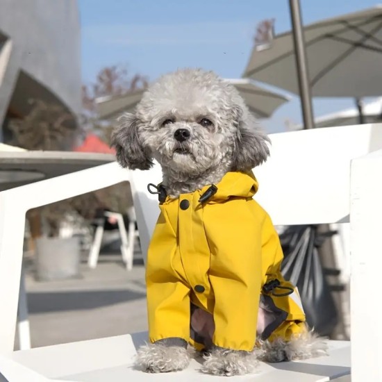 Pet Raincoat For Medium Large Dogs, Waterproof Dog Raincoats With Hood, Poncho With Reflective Strap