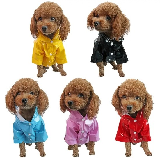 Pet PU Raincoat For Small And Medium Dog, Puppy Reflective Waterproof Snowproof Raincoat