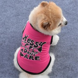 1pc Pet "Messy Hair Don't Care" Printed Sleeveless Outfit For Small & Medium Dogs