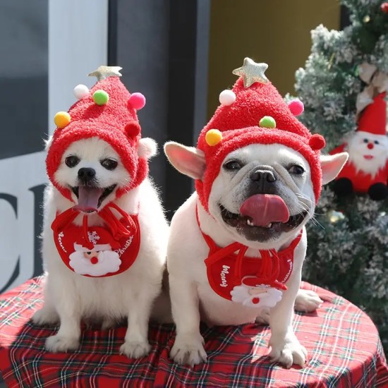 Pet Christmas Hat, Dog Christmas Hat With Saliva, Pet Dress Up Supplies