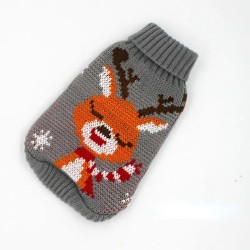 Christmas Knitted Dog Sweater Cat Clothes With Reindeer Print Pet Apparel, For Small & Medium Dogs