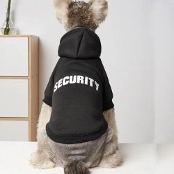 Pet Hoodie For Small & Medium Dogs, "Security" Printed Dog Hoodie, Winter Pet Apparel