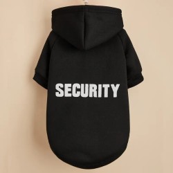 Pet Hoodie For Small & Medium Dogs, "Security" Printed Dog Hoodie, Winter Pet Apparel