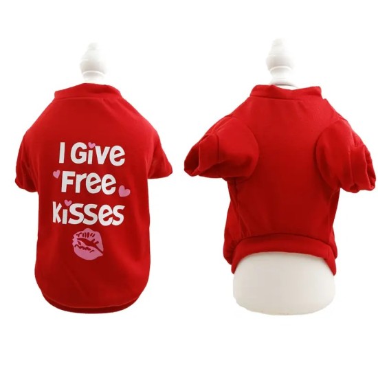 Valentine's Day Pet Shirts For Small & Medium Dogs, Letter Print Cat Sweatshirt, Cute Dog Clothes