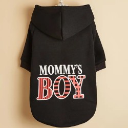 Pet Hoodie For Small & Medium Dogs, "Mommy's Boy" Pattern Dog Hoodie, Winter Pet Apparel