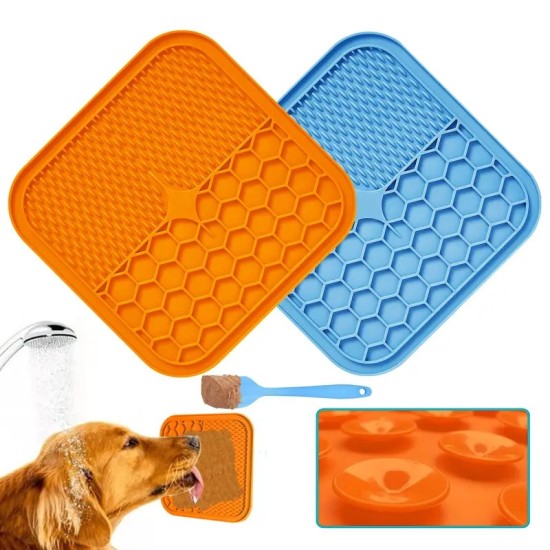 6in Lick Pad, Slow Feeder Mat Silicone Dispenser Pet Feeding Licking Bathing Distraction Pad For Dog