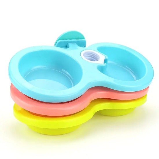 1pc Colorful Hanging Pet Double Bowl, Plastic Hanging Drinker, Food Bowl Assorted Varieties For Small And Middle Pet