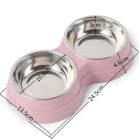 Double Pet Bowls Dog Food Water Feeder Stainless Steel Pet Feeder Cat Puppy Feeding Supplies