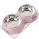 Double Pet Bowls Dog Food Water Feeder Stainless Steel Pet Feeder Cat Puppy Feeding Supplies