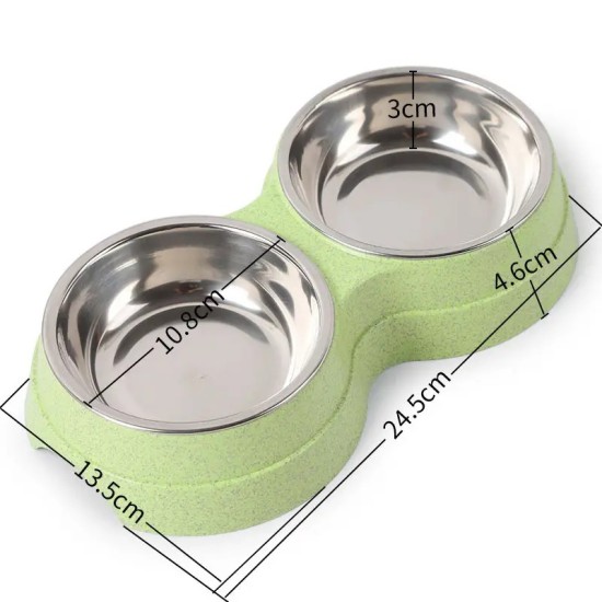 Double Pet Bowls Dog Food Water Feeder Stainless Steel Pet Feeder Cat Puppy Feeding Supplies