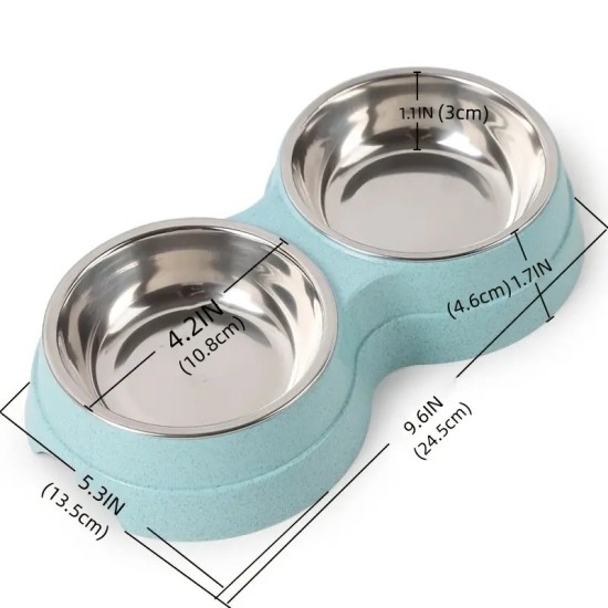 Double Pet Bowls Dog Food Water Feeder Stainless Steel Pet Feeder Cat Puppy Feeding Supplies