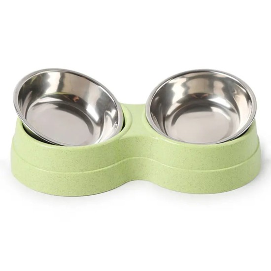 Double Pet Bowls Dog Food Water Feeder Stainless Steel Pet Feeder Cat Puppy Feeding Supplies