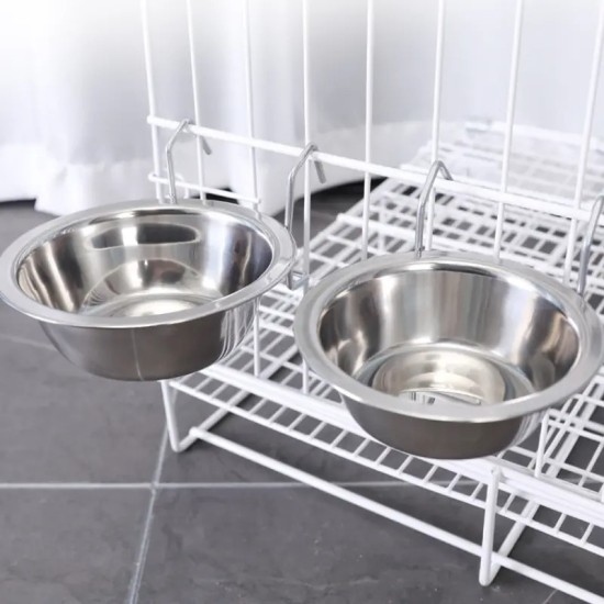 Puppy Hanging Stainless Steel Feeder For Water And Food Bowl