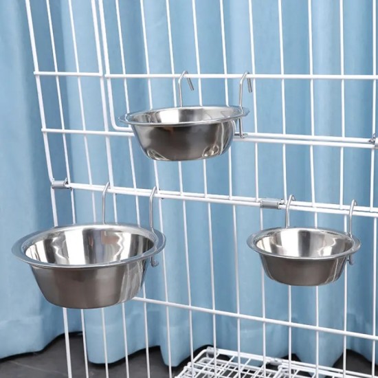 Puppy Hanging Stainless Steel Feeder For Water And Food Bowl