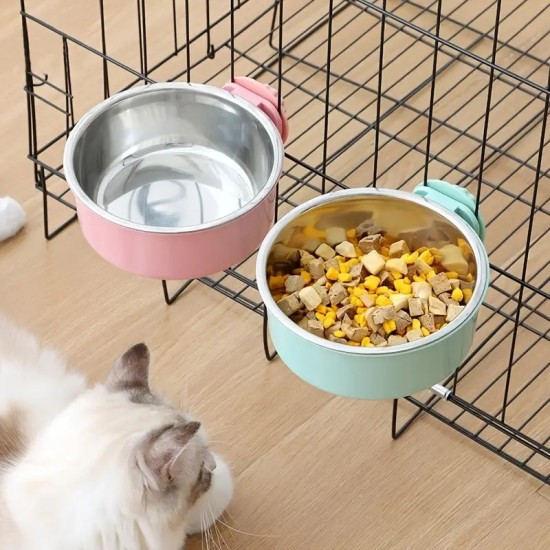 Adjustable Pet Rice Bowl , Stainless Steel Cat Bowl , Fixed Dog & Cat Bowl For Drinking & Eating