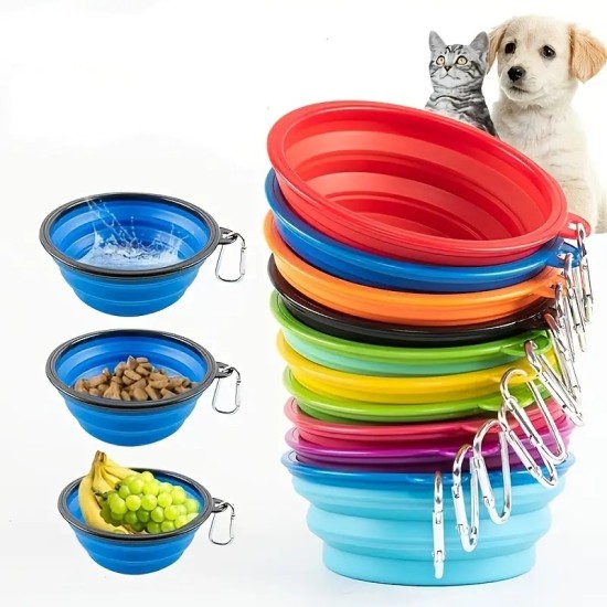 Collapsible Pet Bowl For Dog & Cat, Silicone Travel Dog Bowl, Foldable Cat Water Bowl For Walking