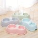 1pc Pet Double Bowl With Drinking Bottle Round Plastic Pet Food Water Bowl Cat Dog Bowl Pet Supplies