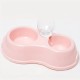 1pc Pet Double Bowl With Drinking Bottle Round Plastic Pet Food Water Bowl Cat Dog Bowl Pet Supplies