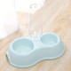 1pc Pet Double Bowl With Drinking Bottle Round Plastic Pet Food Water Bowl Cat Dog Bowl Pet Supplies