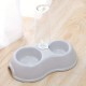 1pc Pet Double Bowl With Drinking Bottle Round Plastic Pet Food Water Bowl Cat Dog Bowl Pet Supplies