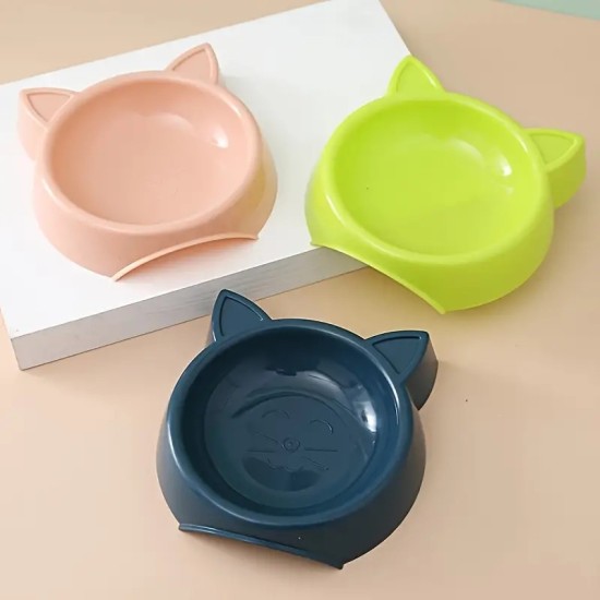 1pc Pet Feeding Bowl, Cat Shape Design Food Bowl For Puppy Dogs & Cats