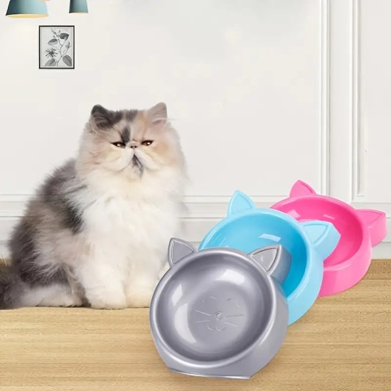 1pc Pet Feeding Bowl, Cat Shape Design Food Bowl For Puppy Dogs & Cats