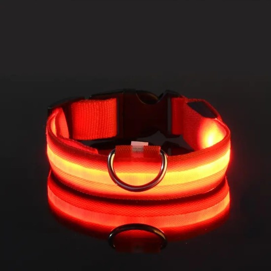 Glow-In-The-Dark Pet Collar For Small Medium Dogs, LED Dog Collar For Night Walking