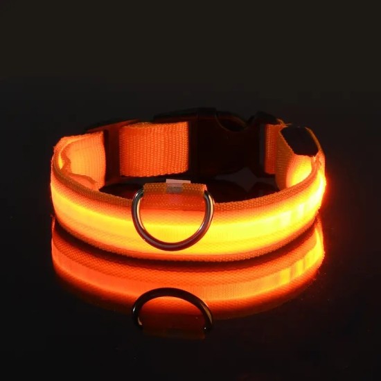 Glow-In-The-Dark Pet Collar For Small Medium Dogs, LED Dog Collar For Night Walking