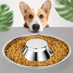 Stainless Steel Pet Food Bowl, Pet Slow Feeder Bowl For Indoor Dogs, Dog Bowls Dishes