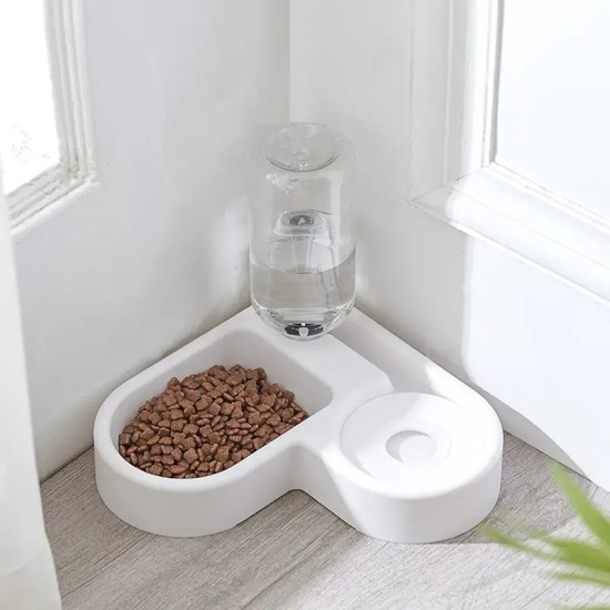 Cat Water Fountain & Food Bowl, Automatic Water Fountain For Small Dogs, Pet Drinking Supplies