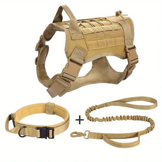 Tactical Dog Harness And Leash Set For Medium Large Dogs, No Pull Adjustable Pet Dog Harness With Sturdy Handle